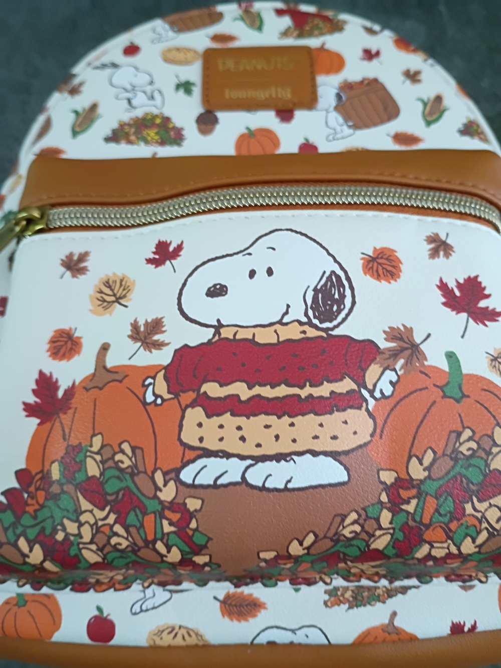 Snoopy Loungefly Peanuts Fall Vegan Leather Mini Backpack New With Tags Cozy - Picture 3 of 13